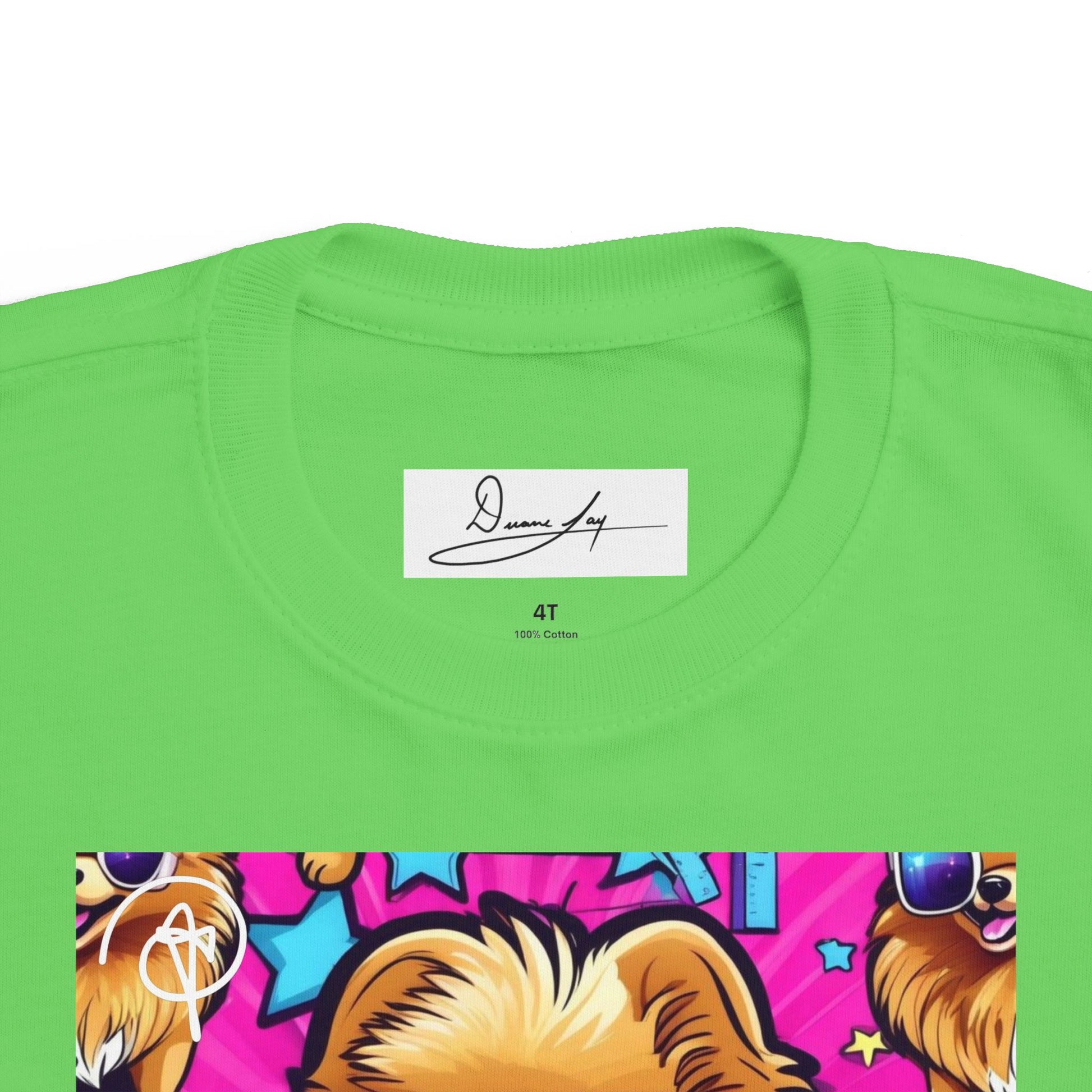 DuaneJay Toddler Tee Cool Pomeranian Sunglasses Graphic — adorable kids graphic tee featuring a cool Pomeranian rocking sunglasses, a fun and stylish streetwear-inspired look for the littlest members of the DuaneJay Fashion family