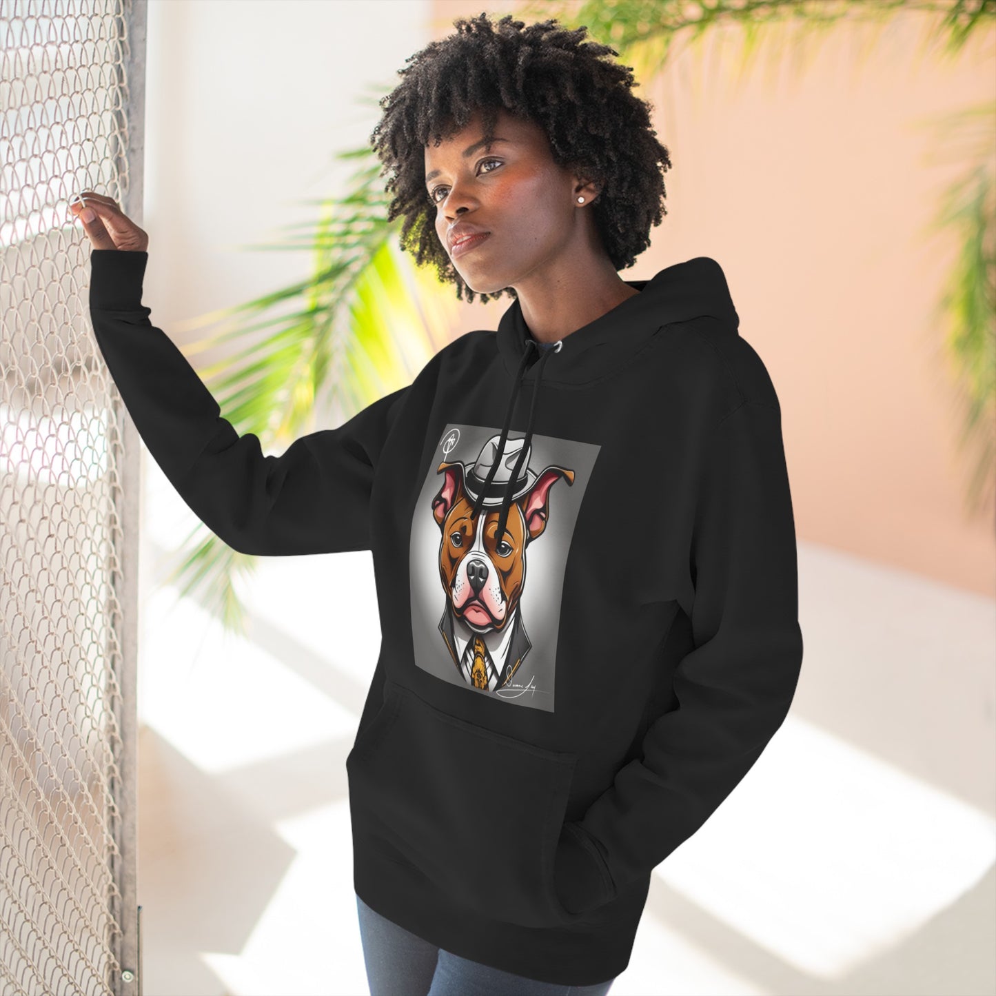 Three-Panel Lucky Pitbull Fleece Hoodie