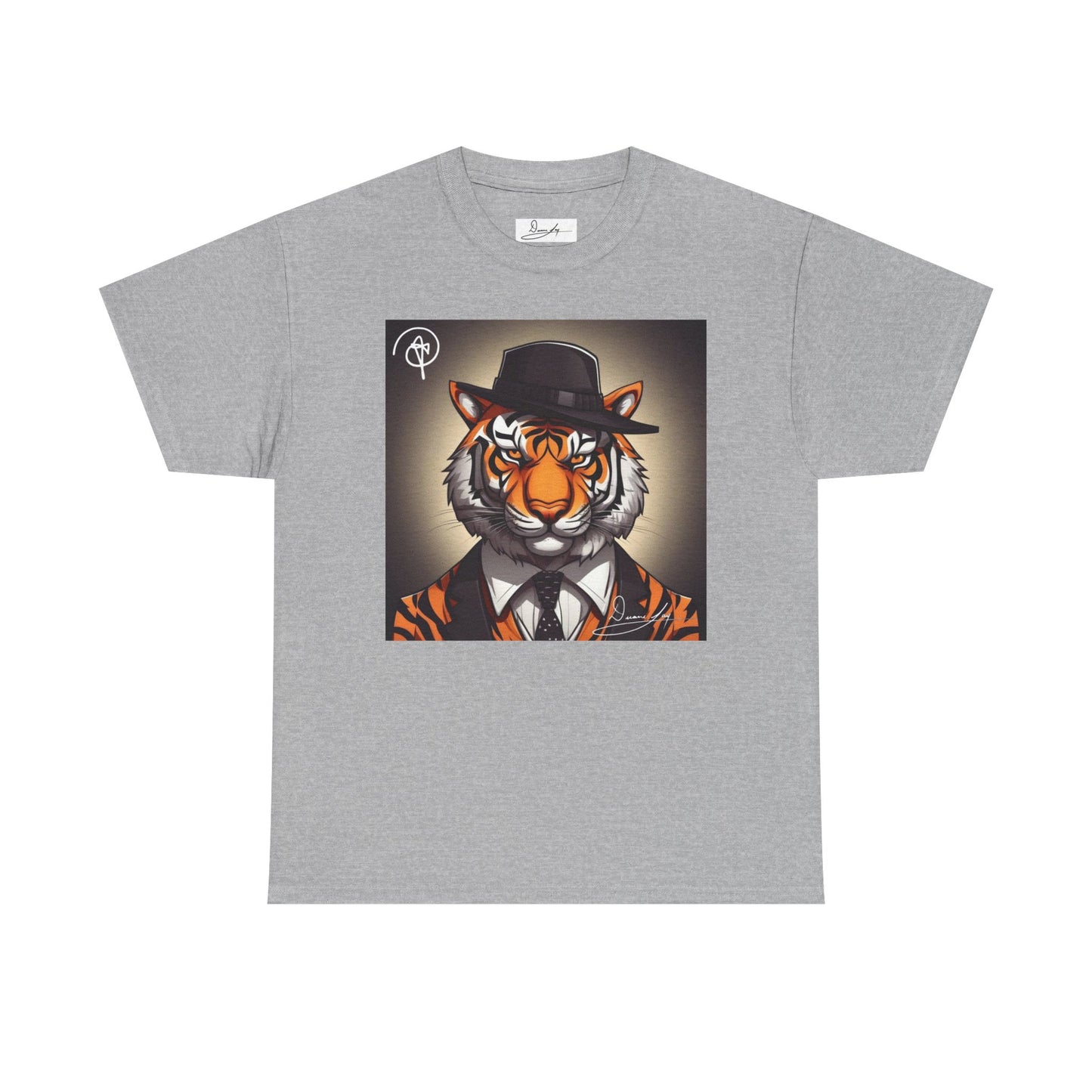 DuaneJay Tiger Gentleman T-Shirt — bold tiger graphic tee featuring a distinguished tiger in gentleman style, a powerful streetwear statement for those who wear confidence with class