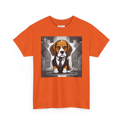 DuaneJay Beagle in a Suit T-Shirt — funny formal dog graphic tee featuring an adorable beagle dressed in a dapper suit, perfect for dog lovers who love bold streetwear style