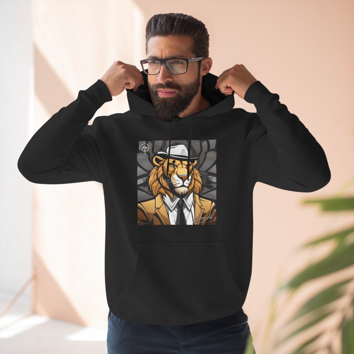 Three-Panel Lion Fleece Hoodie