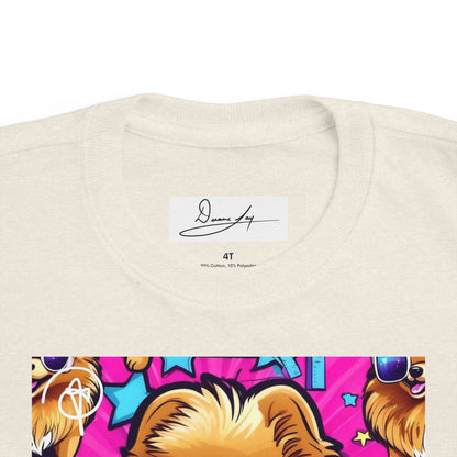 DuaneJay Toddler Tee Cool Pomeranian Sunglasses Graphic — adorable kids graphic tee featuring a cool Pomeranian rocking sunglasses, a fun and stylish streetwear-inspired look for the littlest members of the DuaneJay Fashion family