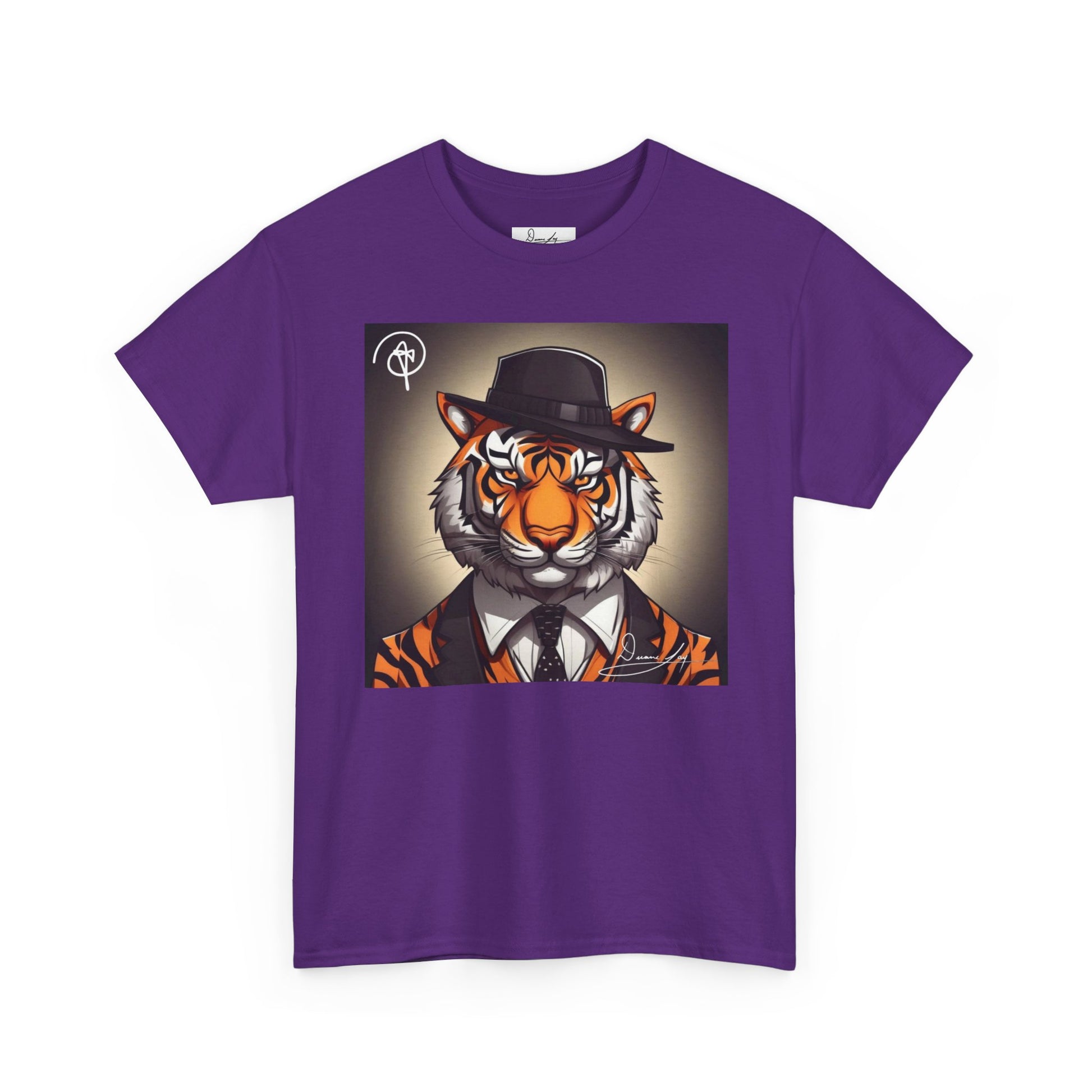 DuaneJay Tiger Gentleman T-Shirt — bold tiger graphic tee featuring a distinguished tiger in gentleman style, a powerful streetwear statement for those who wear confidence with class