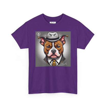 DuaneJay Gentleman Pitbull Tee — distinguished graphic tee featuring a dapper pitbull portrait blending elegance with bold streetwear energy for dog lovers with class and confidence