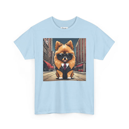 DuaneJay Pomeranian Business Dog T-Shirt — cute Pomeranian in suit graphic tee streetwear