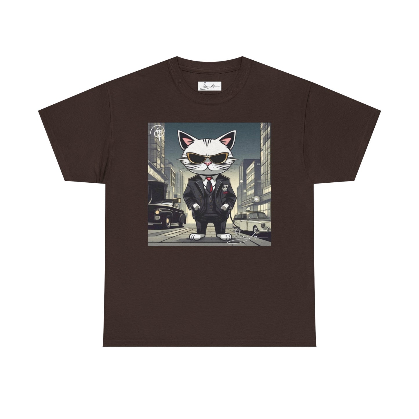 DuaneJay Cat Mafia Graphic Tee — cool cat in suit streetwear graphic tee