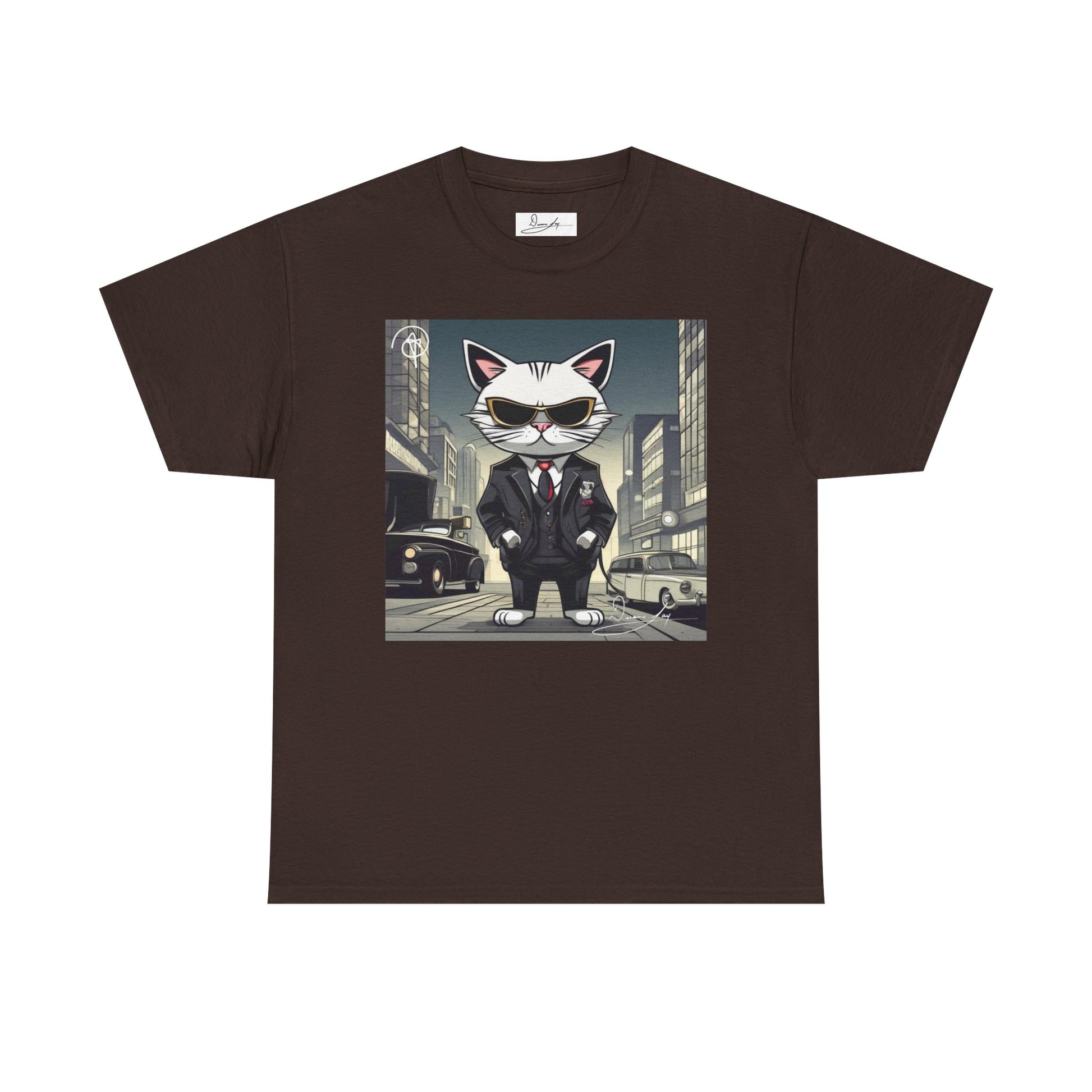 DuaneJay Cat Mafia Graphic Tee — cool cat in suit streetwear graphic tee