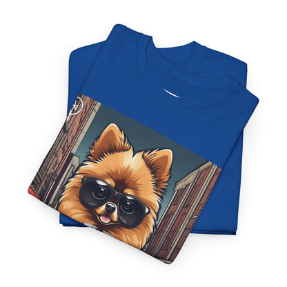 DuaneJay Pomeranian Business Dog T-Shirt — cute Pomeranian in suit graphic tee streetwear