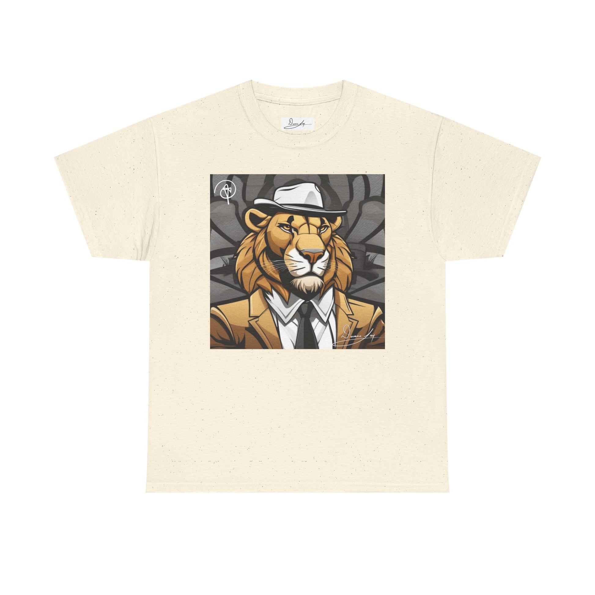 DuaneJay Lion Gangster Graphic Tee — powerful streetwear tee featuring a bold lion with gangster-inspired artistry, symbolizing strength, dominance, and signature style