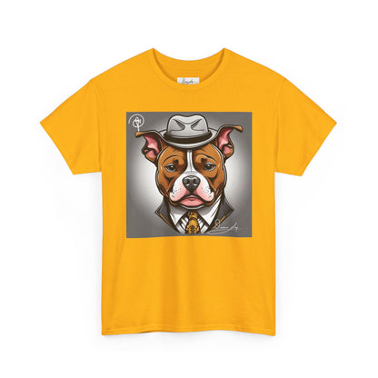 DuaneJay Gentleman Pitbull Tee — distinguished graphic tee featuring a dapper pitbull portrait blending elegance with bold streetwear energy for dog lovers with class and confidence
