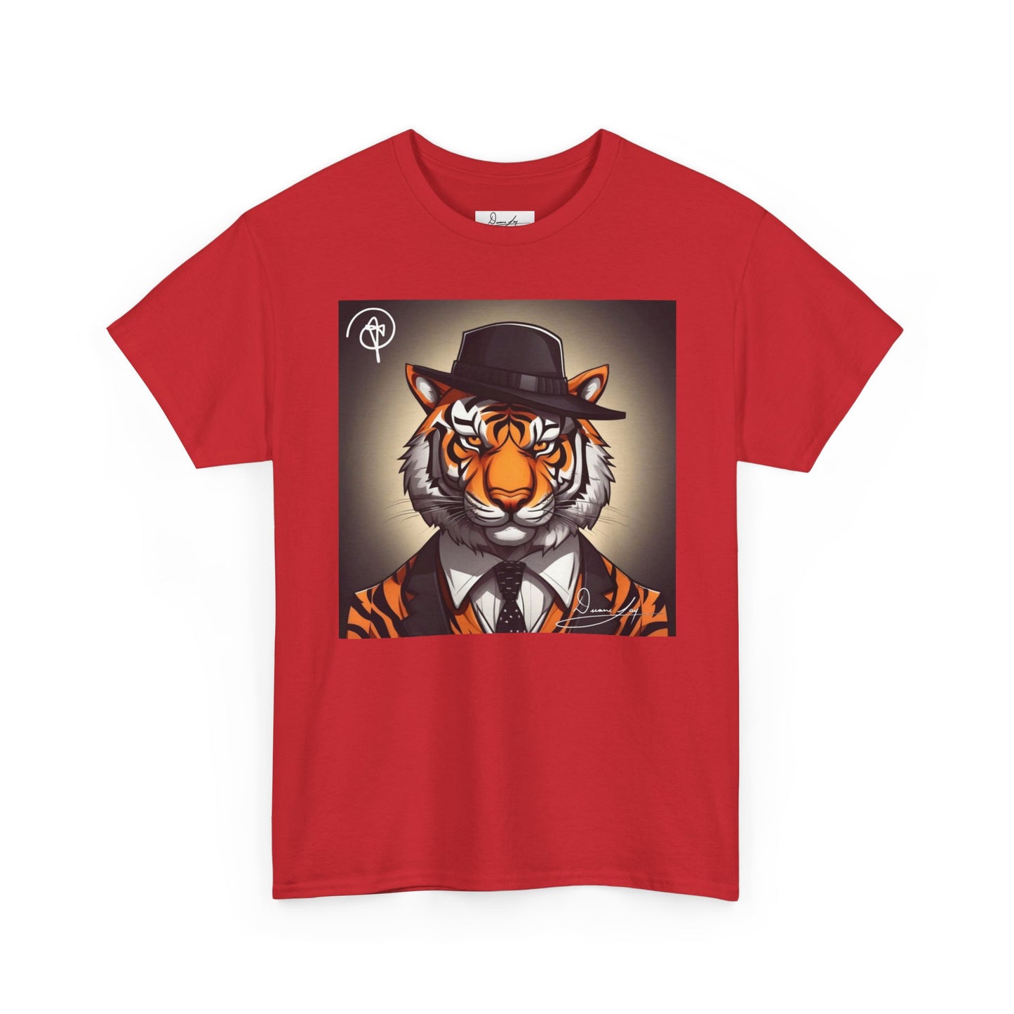 DuaneJay Tiger Gentleman T-Shirt — bold tiger graphic tee featuring a distinguished tiger in gentleman style, a powerful streetwear statement for those who wear confidence with class