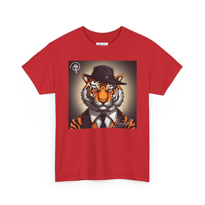 DuaneJay Tiger Gentleman T-Shirt — bold tiger graphic tee featuring a distinguished tiger in gentleman style, a powerful streetwear statement for those who wear confidence with class