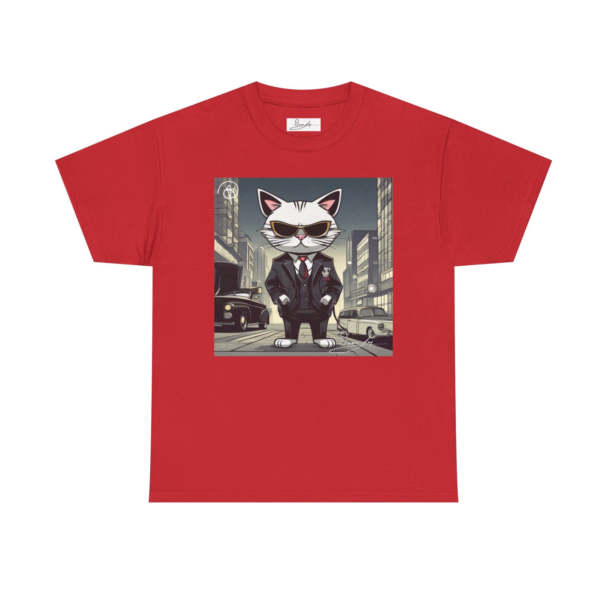 DuaneJay Cat Mafia Graphic Tee — cool cat in suit streetwear graphic tee