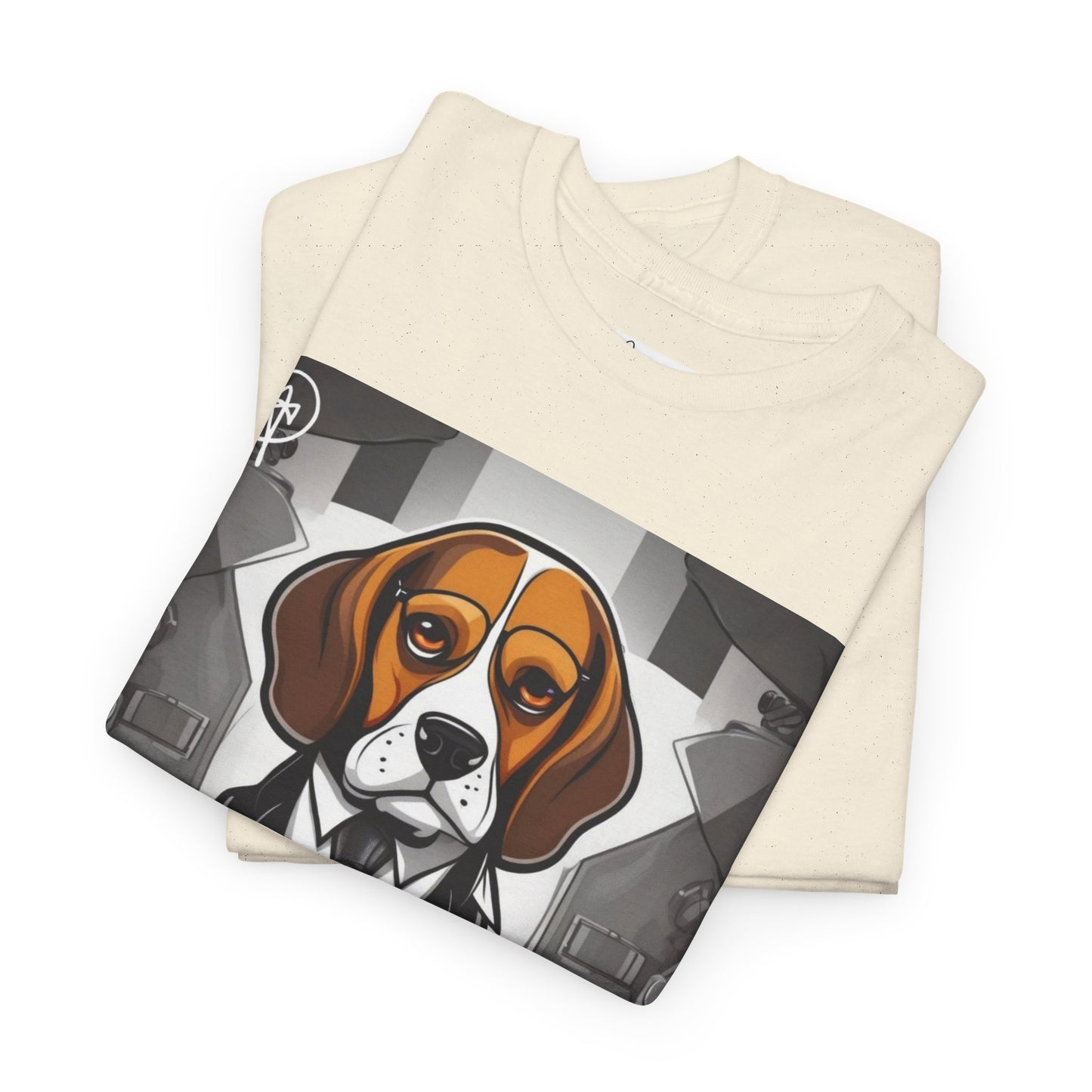 DuaneJay Beagle in a Suit T-Shirt — funny formal dog graphic tee featuring an adorable beagle dressed in a dapper suit, perfect for dog lovers who love bold streetwear style