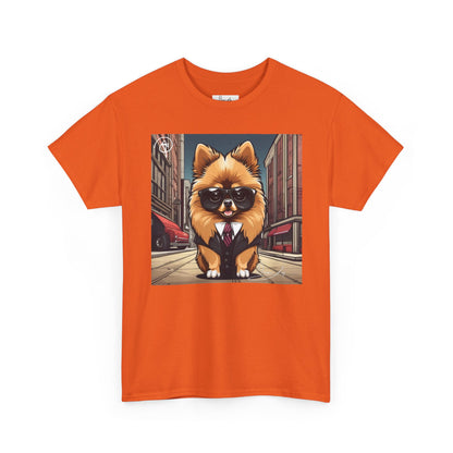 DuaneJay Pomeranian Business Dog T-Shirt — cute Pomeranian in suit graphic tee streetwear