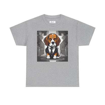 DuaneJay Beagle in a Suit T-Shirt — funny formal dog graphic tee featuring an adorable beagle dressed in a dapper suit, perfect for dog lovers who love bold streetwear style