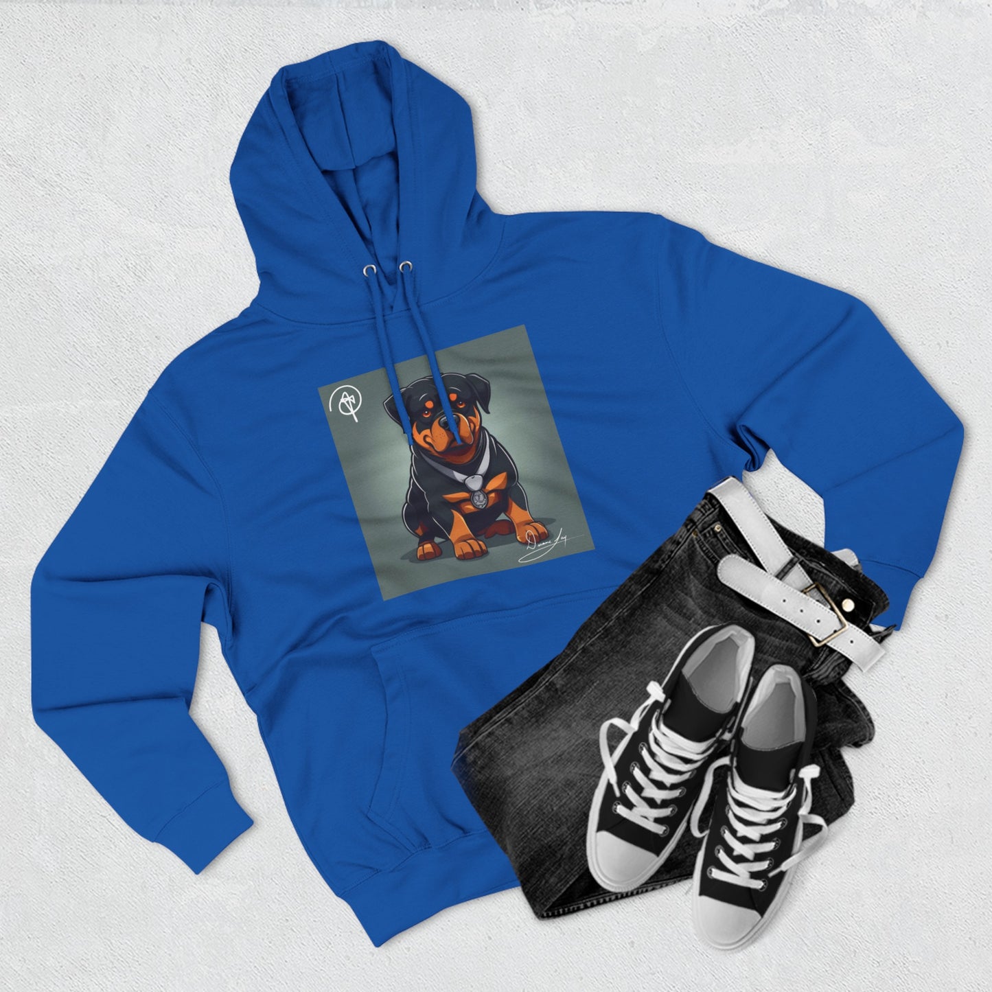 Three-Panel Rottweiler Fleece Hoodie