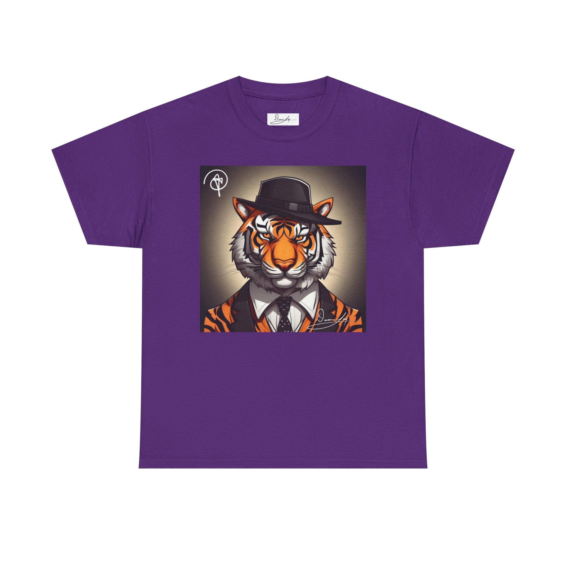 DuaneJay Tiger Gentleman T-Shirt — bold tiger graphic tee featuring a distinguished tiger in gentleman style, a powerful streetwear statement for those who wear confidence with class