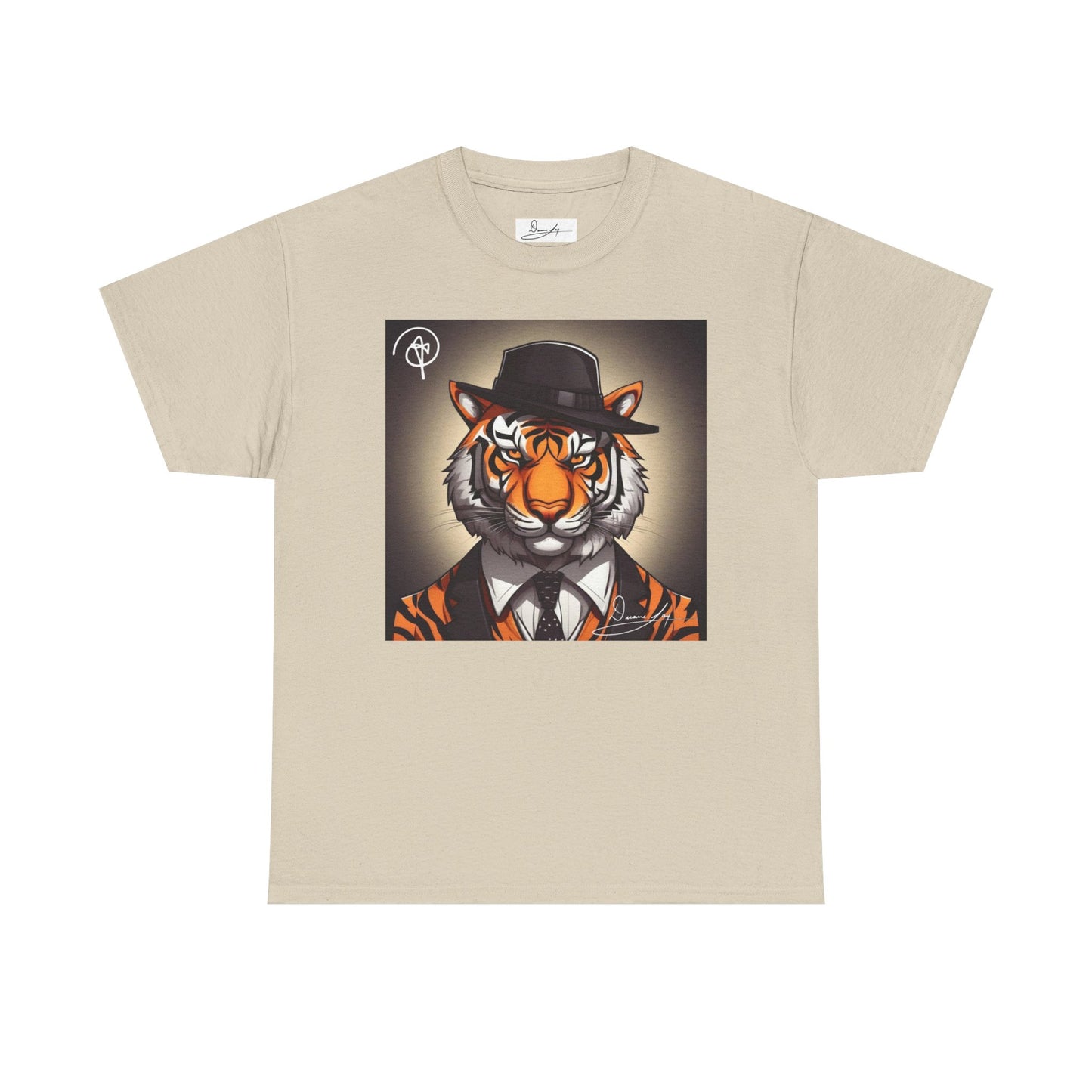 DuaneJay Tiger Gentleman T-Shirt — bold tiger graphic tee featuring a distinguished tiger in gentleman style, a powerful streetwear statement for those who wear confidence with class