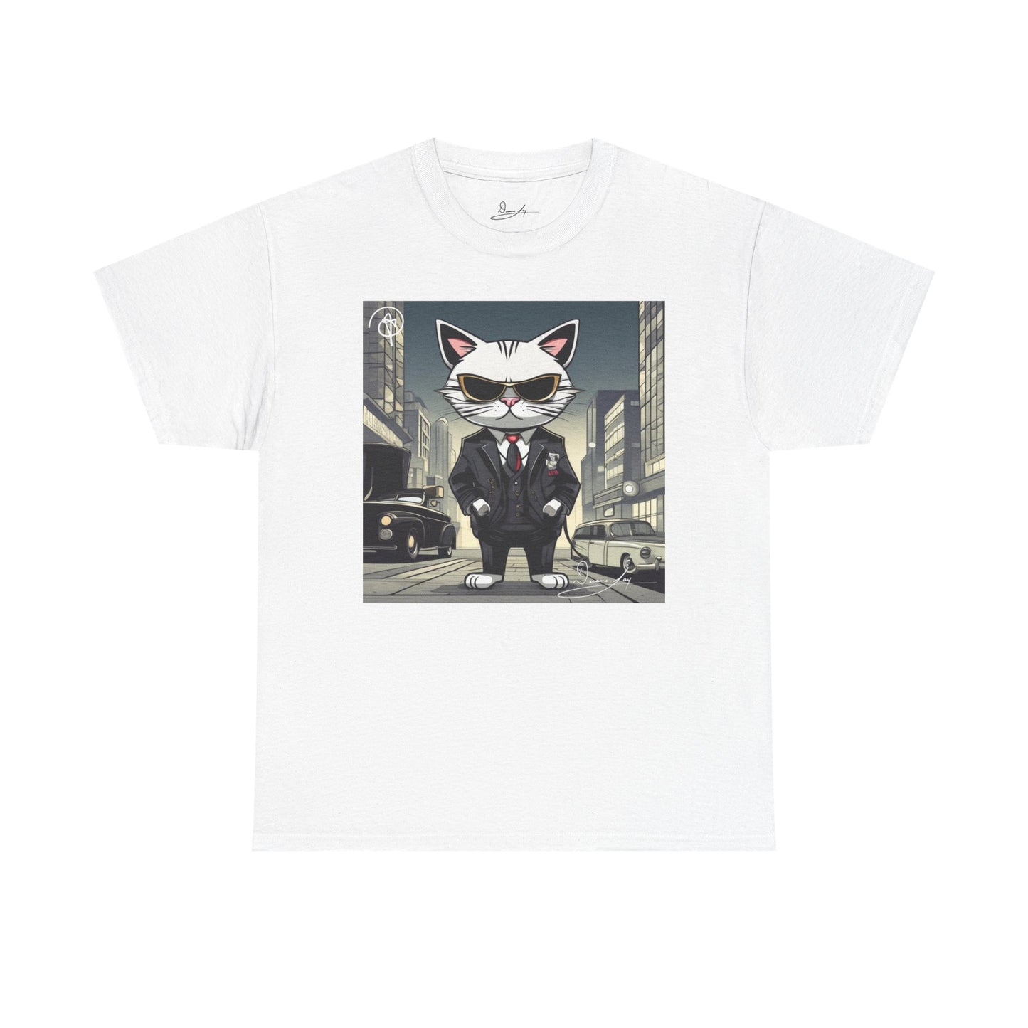DuaneJay Cat Mafia Graphic Tee — cool cat in suit streetwear graphic tee