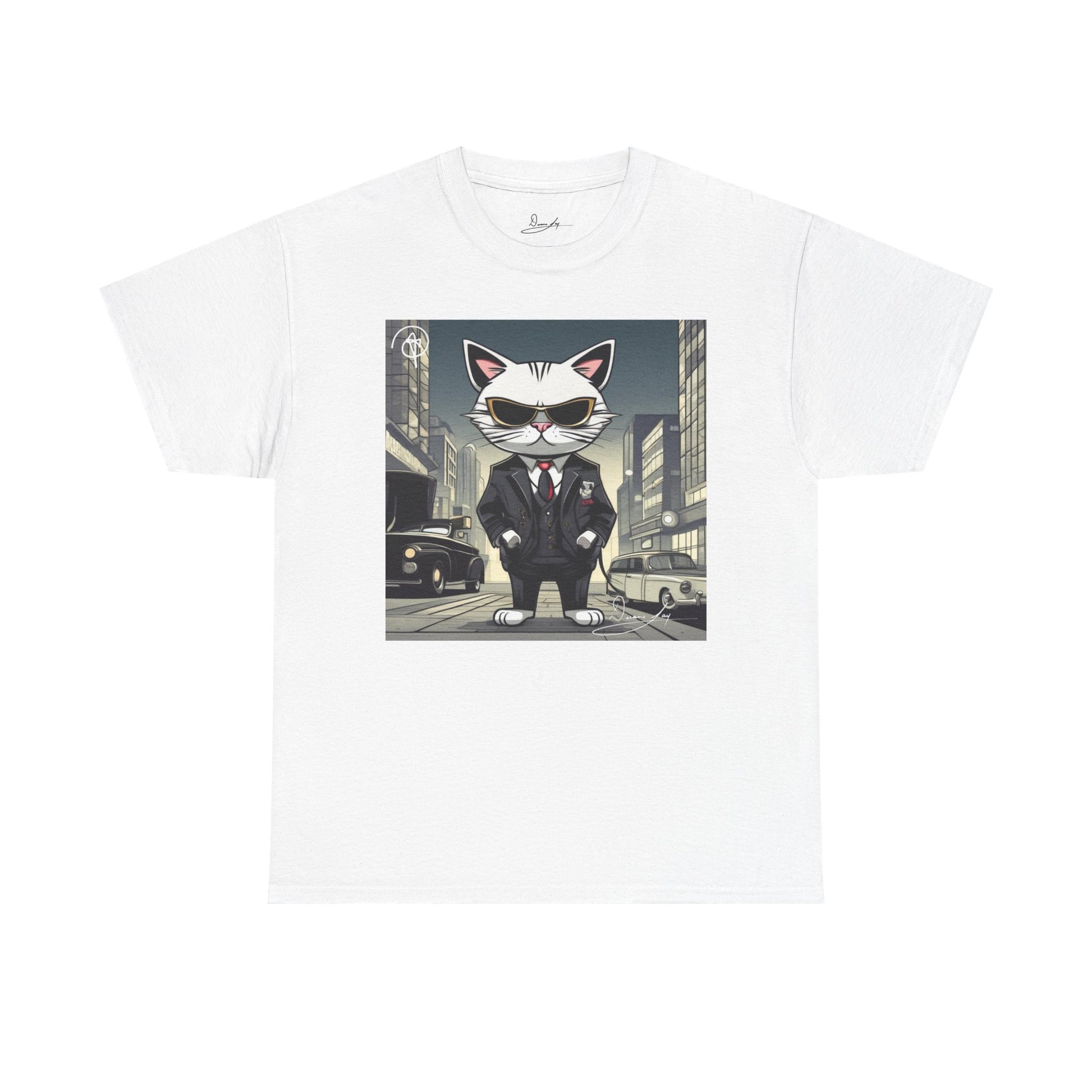 DuaneJay Cat Mafia Graphic Tee — cool cat in suit streetwear graphic tee