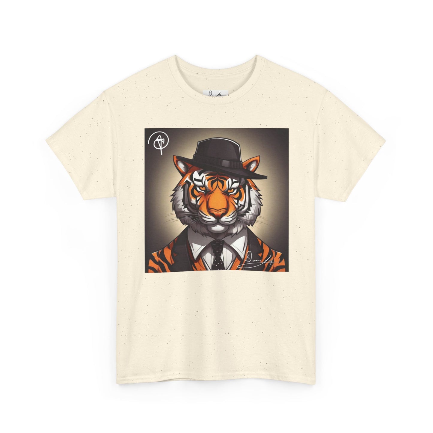 DuaneJay Tiger Gentleman T-Shirt — bold tiger graphic tee featuring a distinguished tiger in gentleman style, a powerful streetwear statement for those who wear confidence with class