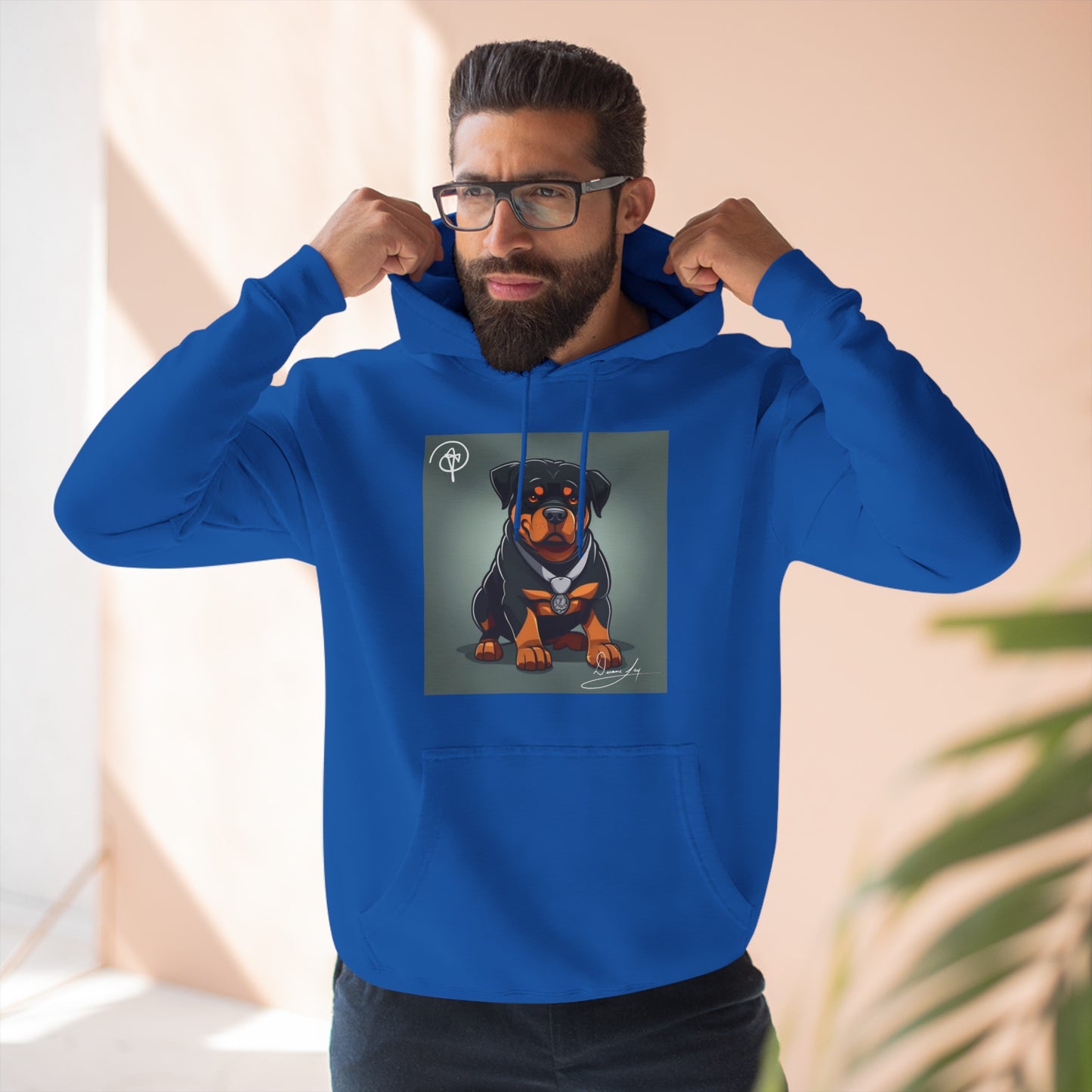 Three-Panel Rottweiler Fleece Hoodie