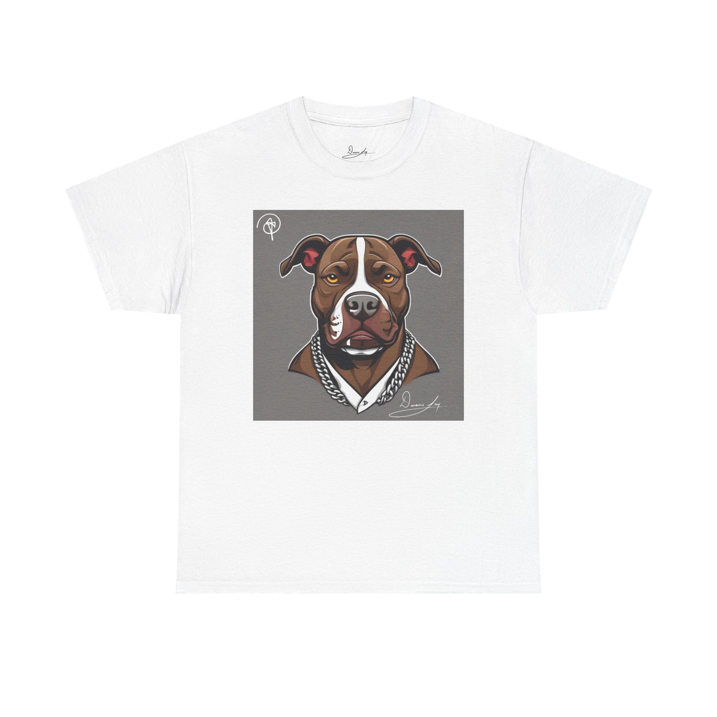 DuaneJay Pit Bull Portrait T-Shirt — stylish dog lover graphic tee streetwear