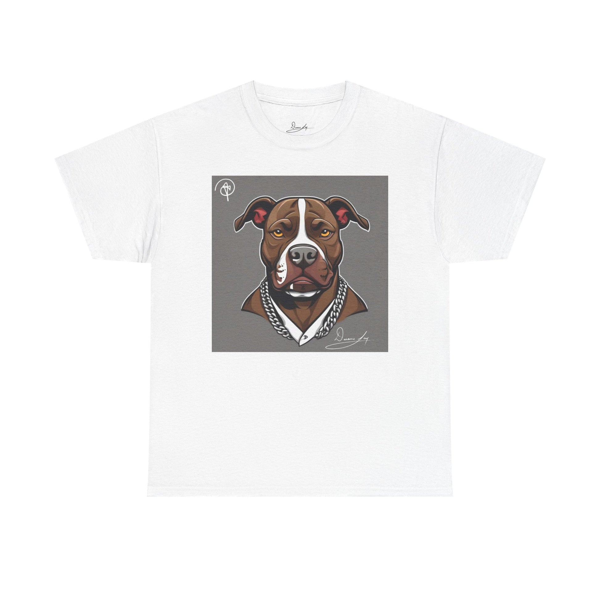 DuaneJay Pit Bull Portrait T-Shirt — stylish dog lover graphic tee streetwear