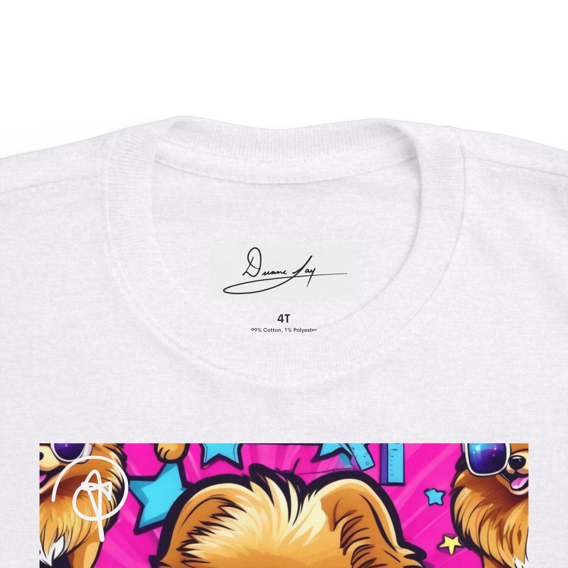 DuaneJay Toddler Tee Cool Pomeranian Sunglasses Graphic — adorable kids graphic tee featuring a cool Pomeranian rocking sunglasses, a fun and stylish streetwear-inspired look for the littlest members of the DuaneJay Fashion family