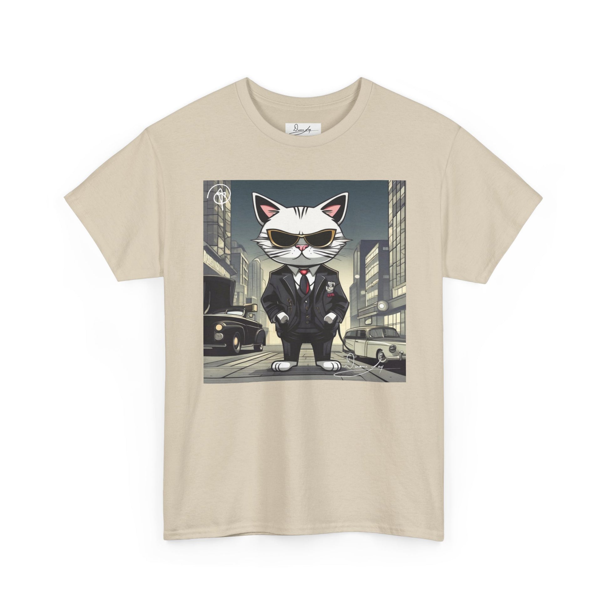 DuaneJay Cat Mafia Graphic Tee — cool cat in suit streetwear graphic tee