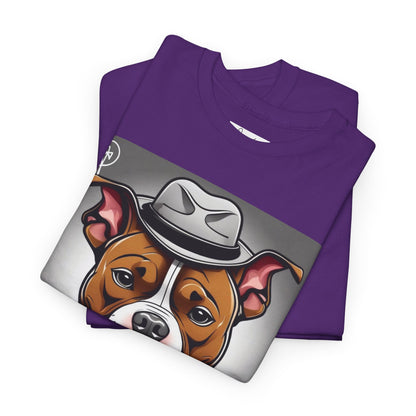 DuaneJay Gentleman Pitbull Tee — distinguished graphic tee featuring a dapper pitbull portrait blending elegance with bold streetwear energy for dog lovers with class and confidence