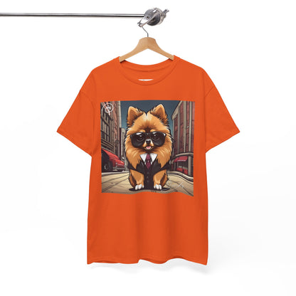 DuaneJay Pomeranian Business Dog T-Shirt — cute Pomeranian in suit graphic tee streetwear