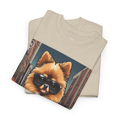 DuaneJay Pomeranian Business Dog T-Shirt — cute Pomeranian in suit graphic tee streetwear