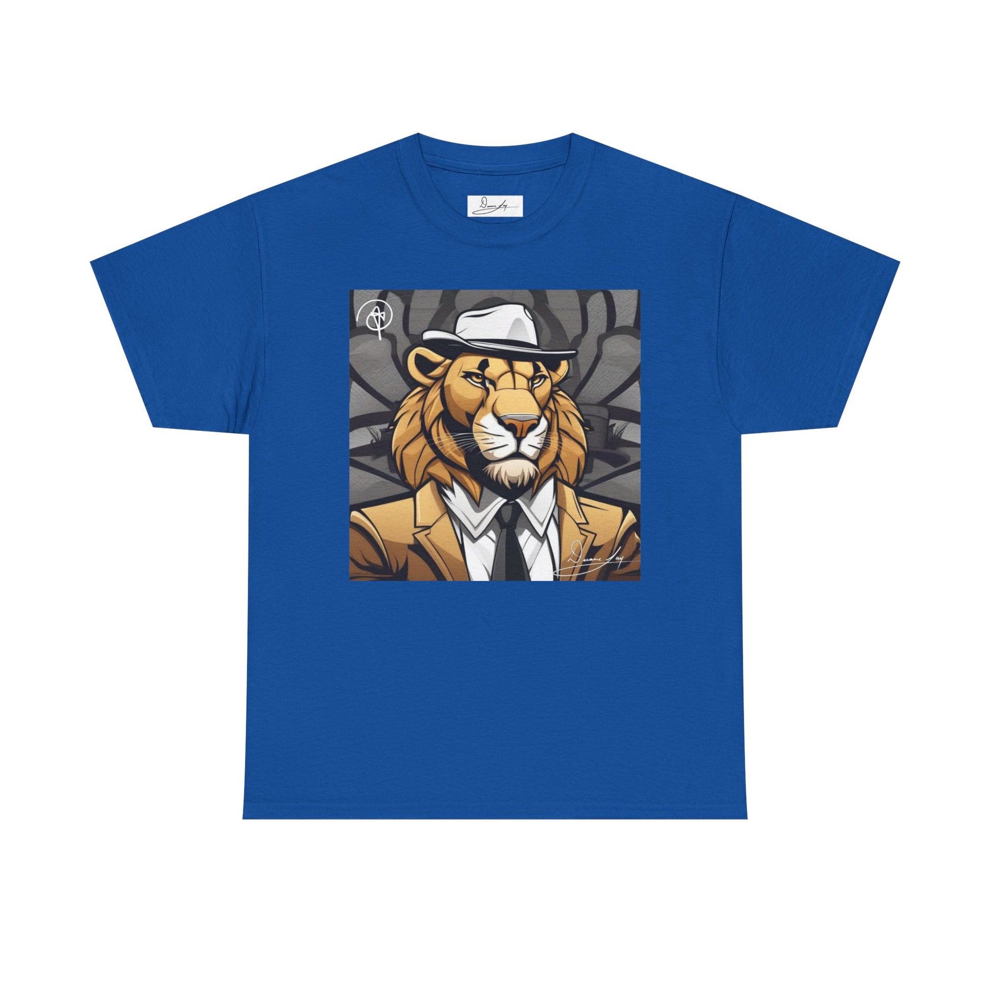 DuaneJay Lion Gangster Graphic Tee — powerful streetwear tee featuring a bold lion with gangster-inspired artistry, symbolizing strength, dominance, and signature style