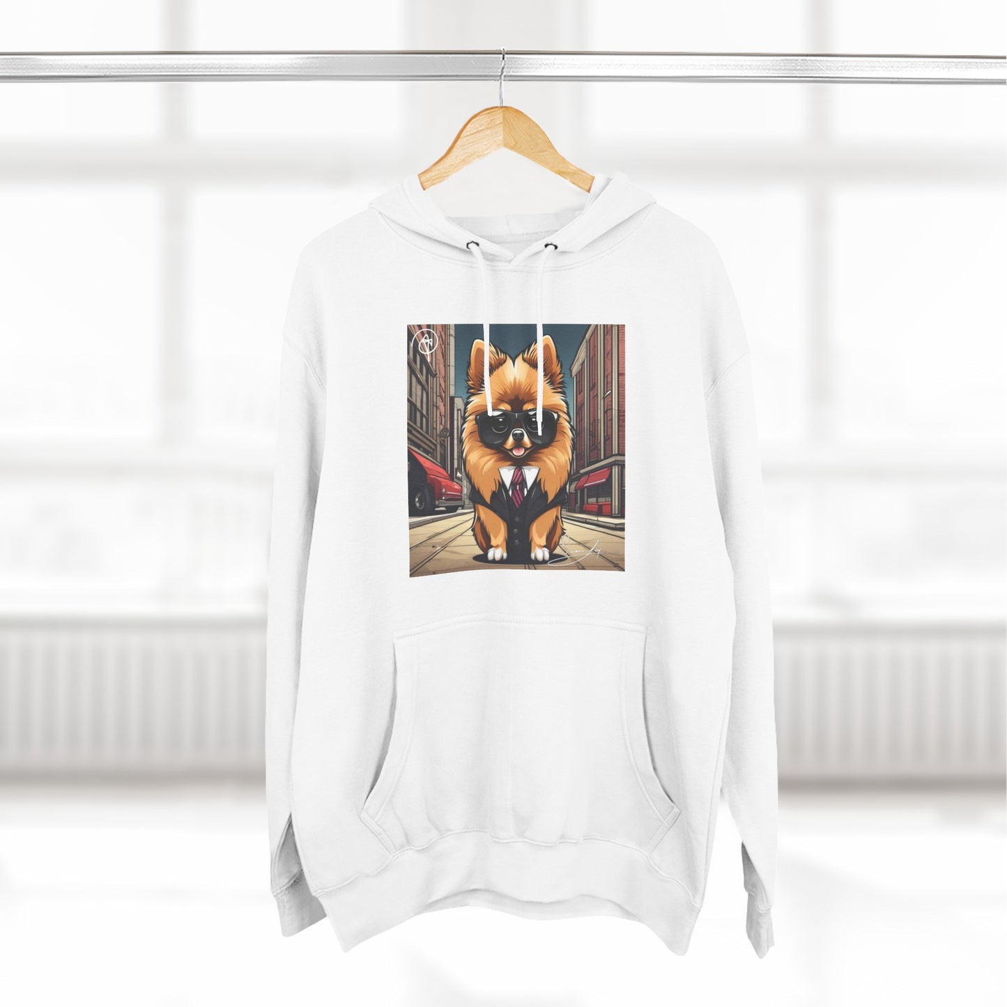 Pomeranian Three-Panel Unisex Fleece Hoodie