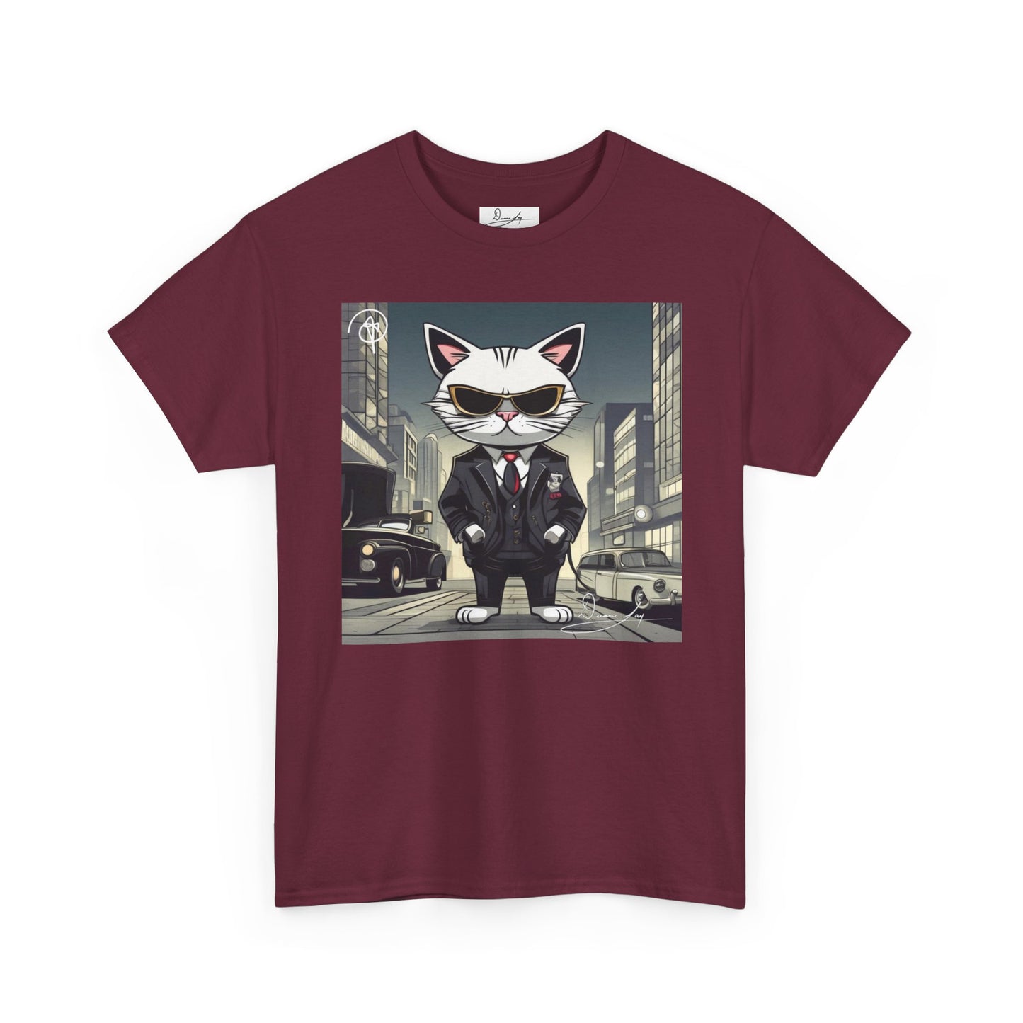 DuaneJay Cat Mafia Graphic Tee — cool cat in suit streetwear graphic tee