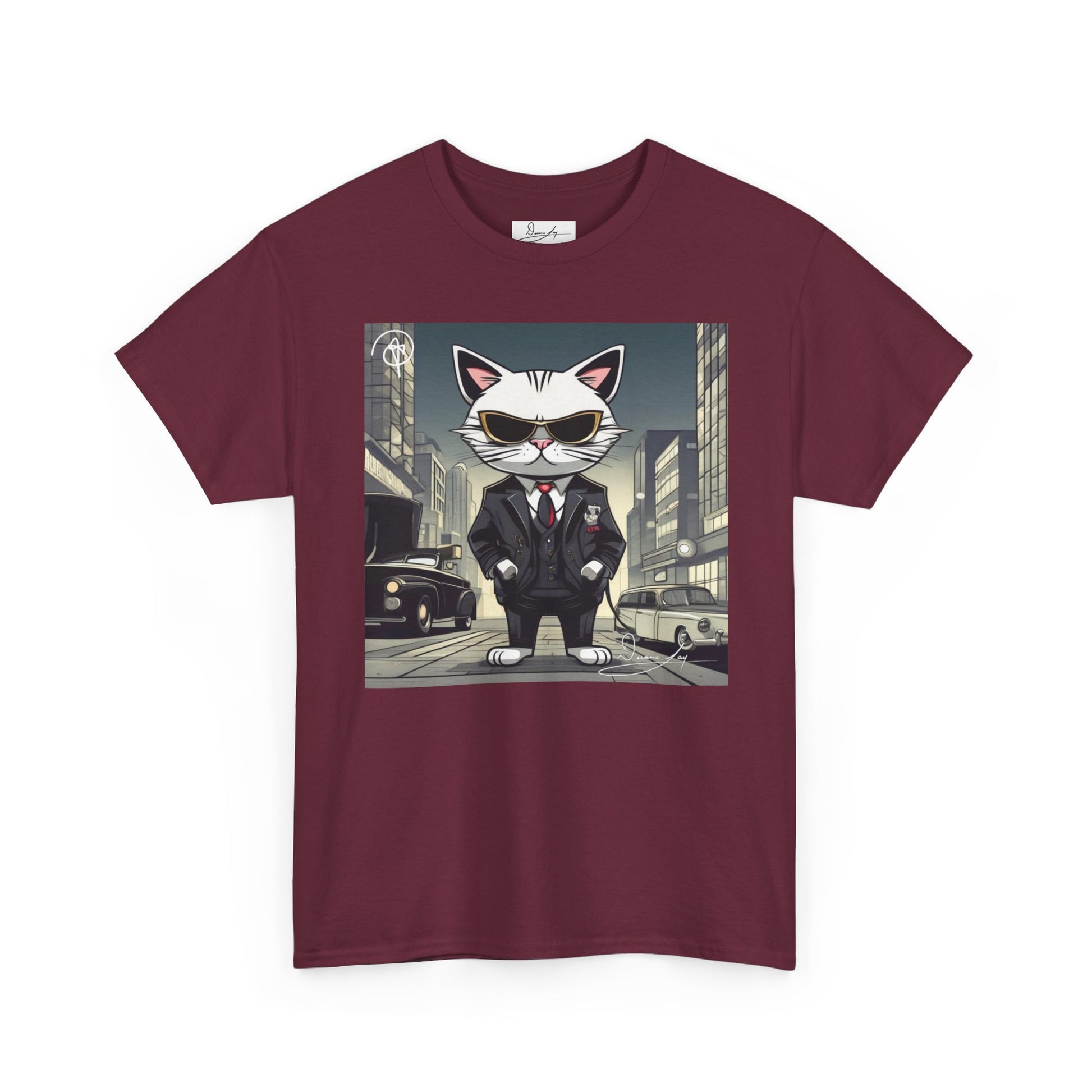 DuaneJay Cat Mafia Graphic Tee — cool cat in suit streetwear graphic tee