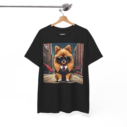 DuaneJay Pomeranian Business Dog T-Shirt — cute Pomeranian in suit graphic tee streetwear