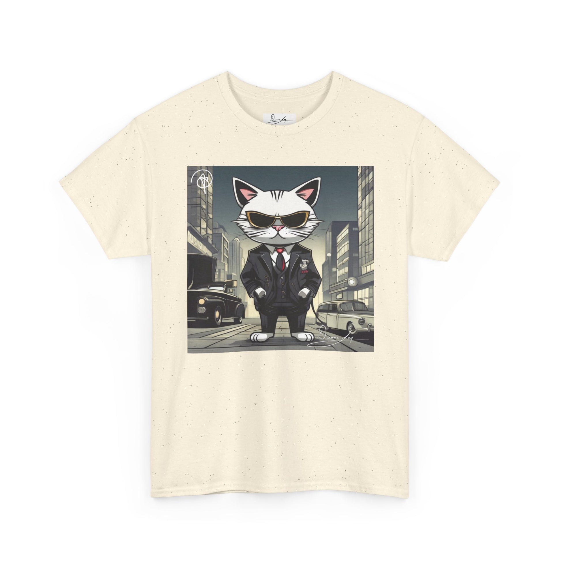 DuaneJay Cat Mafia Graphic Tee — cool cat in suit streetwear graphic tee