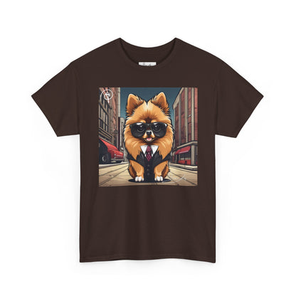 DuaneJay Pomeranian Business Dog T-Shirt — cute Pomeranian in suit graphic tee streetwear