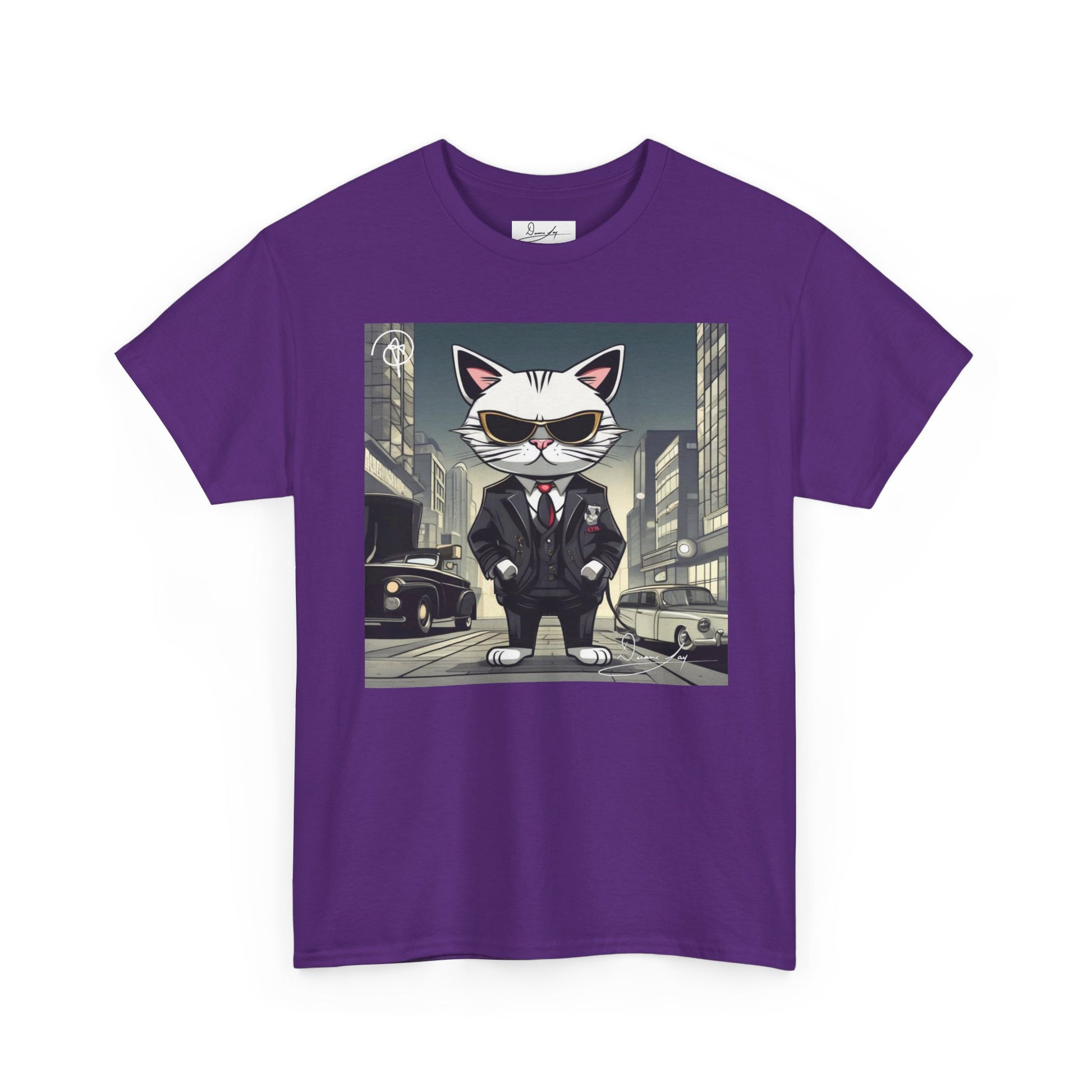 DuaneJay Cat Mafia Graphic Tee — cool cat in suit streetwear graphic tee