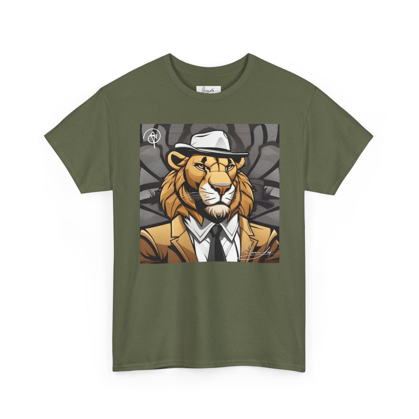DuaneJay Lion Gangster Graphic Tee — powerful streetwear tee featuring a bold lion with gangster-inspired artistry, symbolizing strength, dominance, and signature style