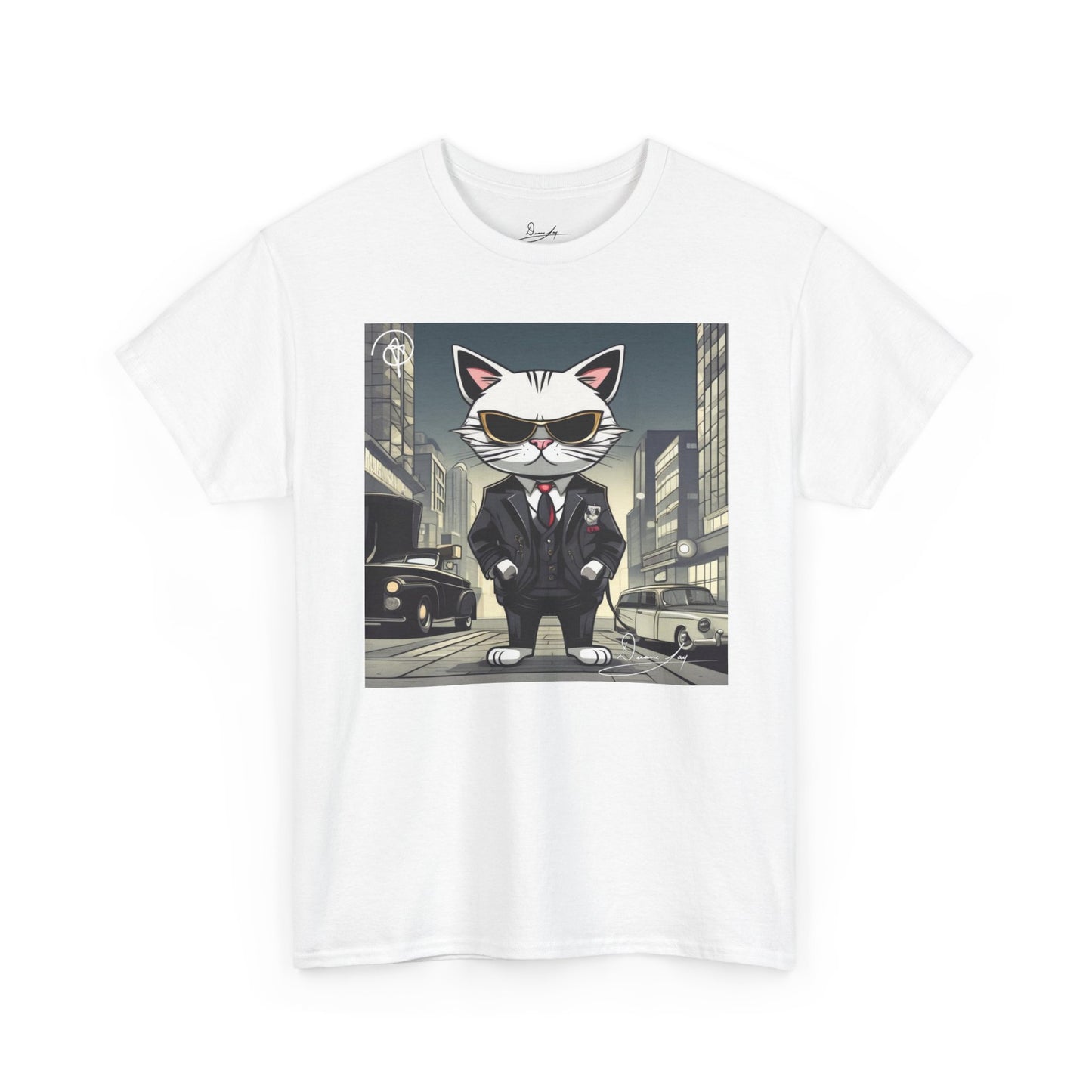 DuaneJay Cat Mafia Graphic Tee — cool cat in suit streetwear graphic tee