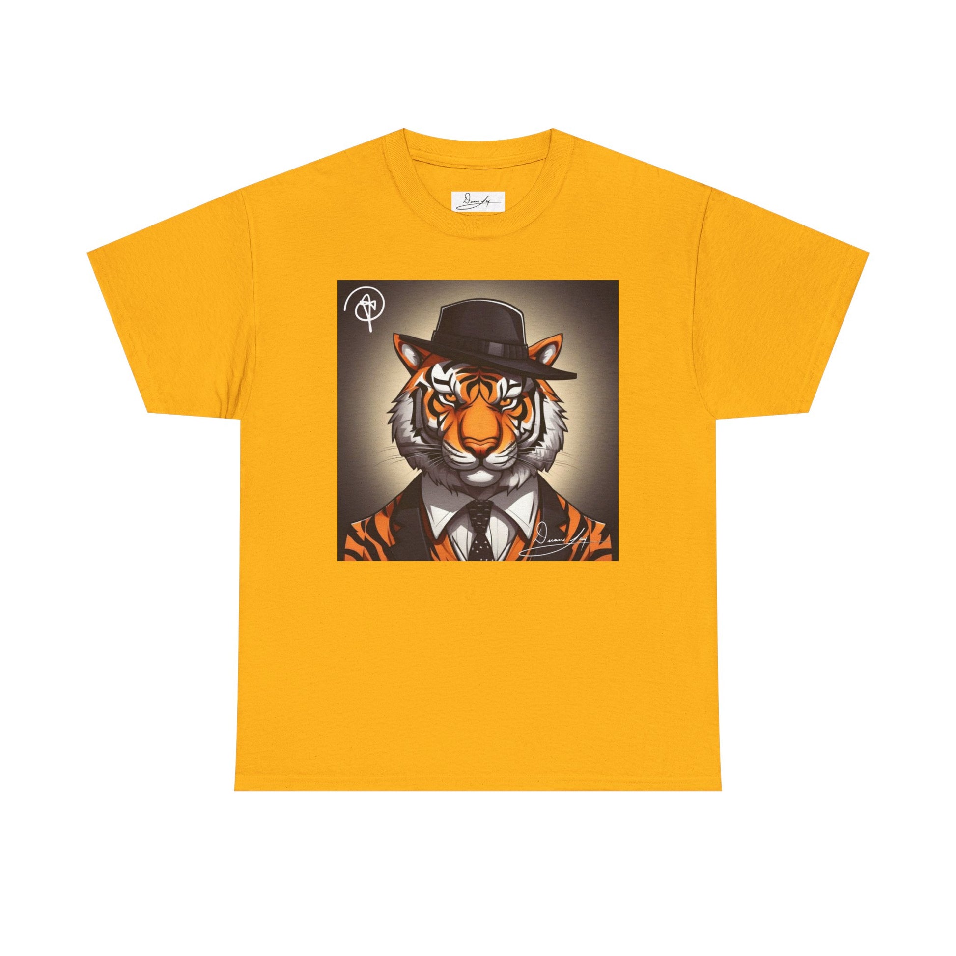 DuaneJay Tiger Gentleman T-Shirt — bold tiger graphic tee featuring a distinguished tiger in gentleman style, a powerful streetwear statement for those who wear confidence with class