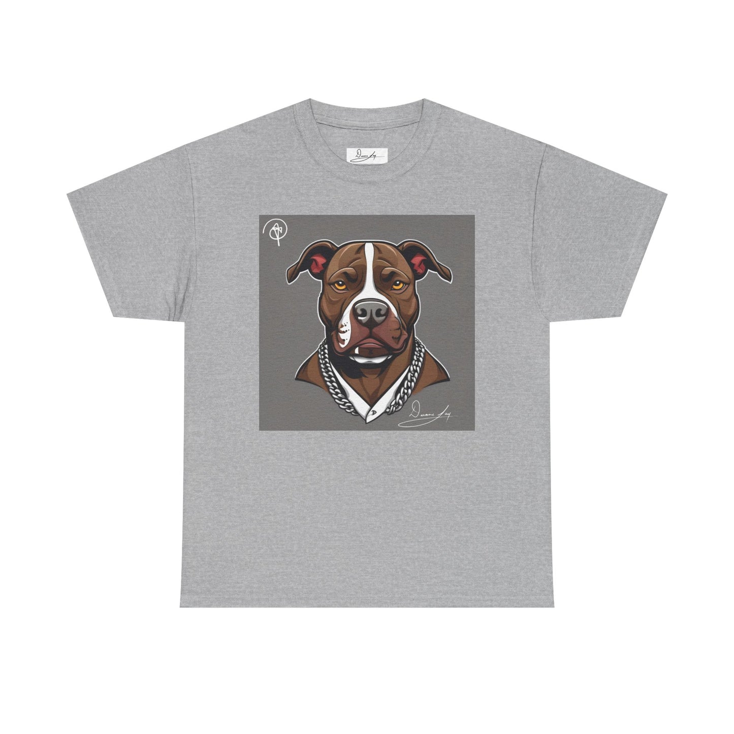 DuaneJay Pit Bull Portrait T-Shirt — stylish dog lover graphic tee streetwear