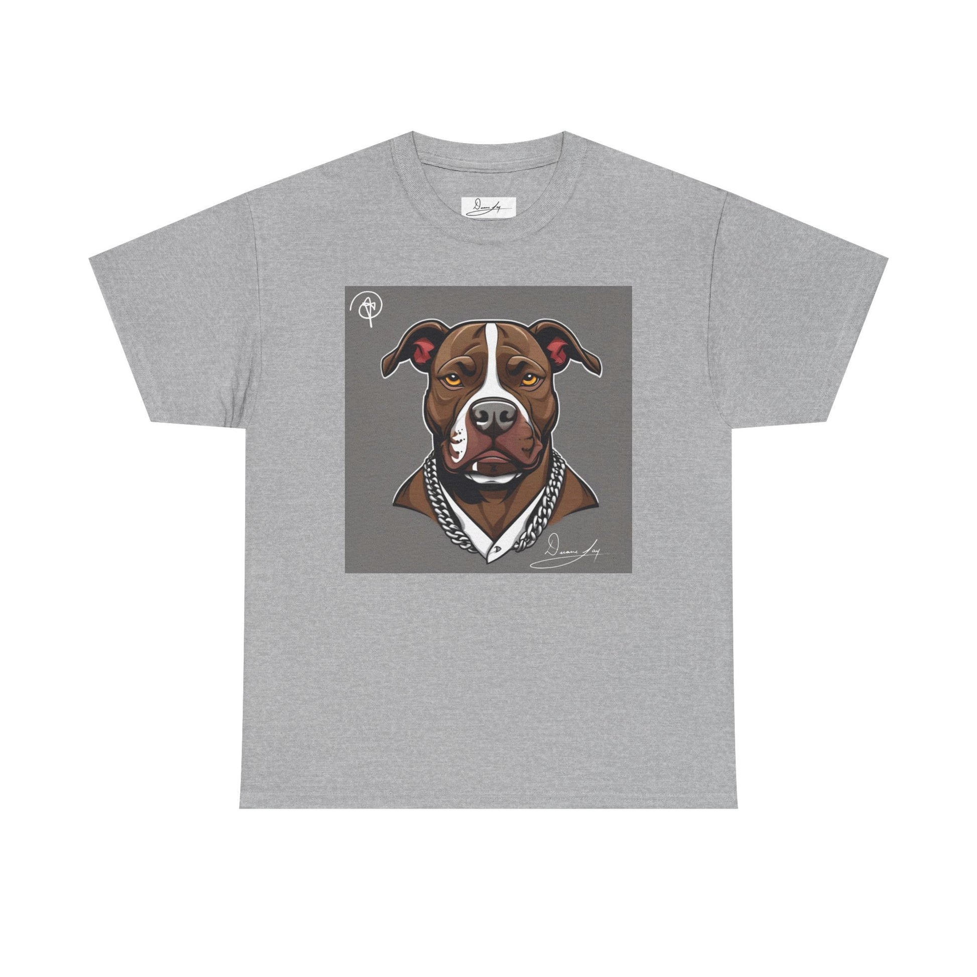 DuaneJay Pit Bull Portrait T-Shirt — stylish dog lover graphic tee streetwear