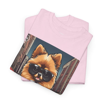 DuaneJay Pomeranian Business Dog T-Shirt — cute Pomeranian in suit graphic tee streetwear