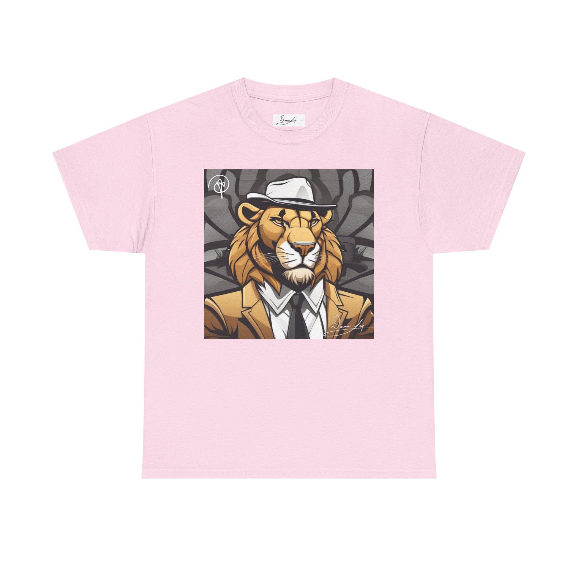 DuaneJay Lion Gangster Graphic Tee — powerful streetwear tee featuring a bold lion with gangster-inspired artistry, symbolizing strength, dominance, and signature style