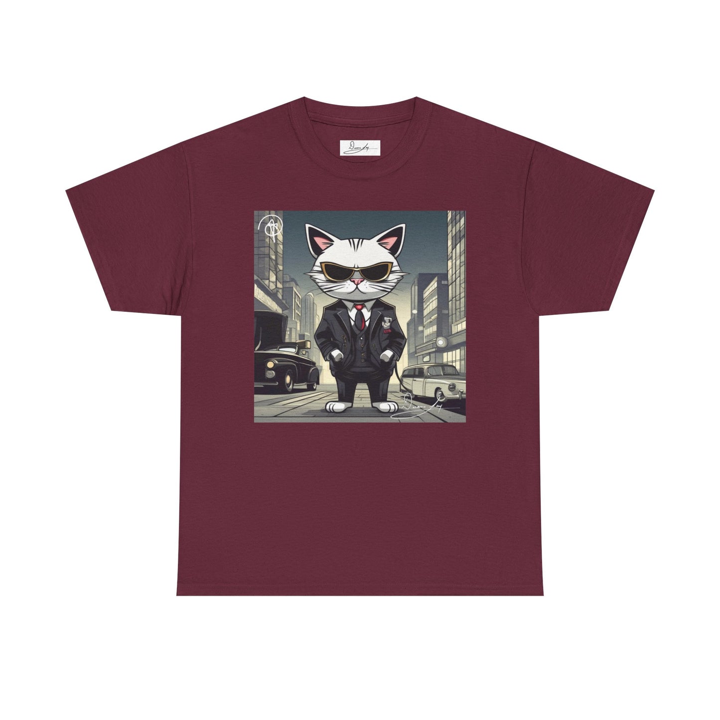 DuaneJay Cat Mafia Graphic Tee — cool cat in suit streetwear graphic tee